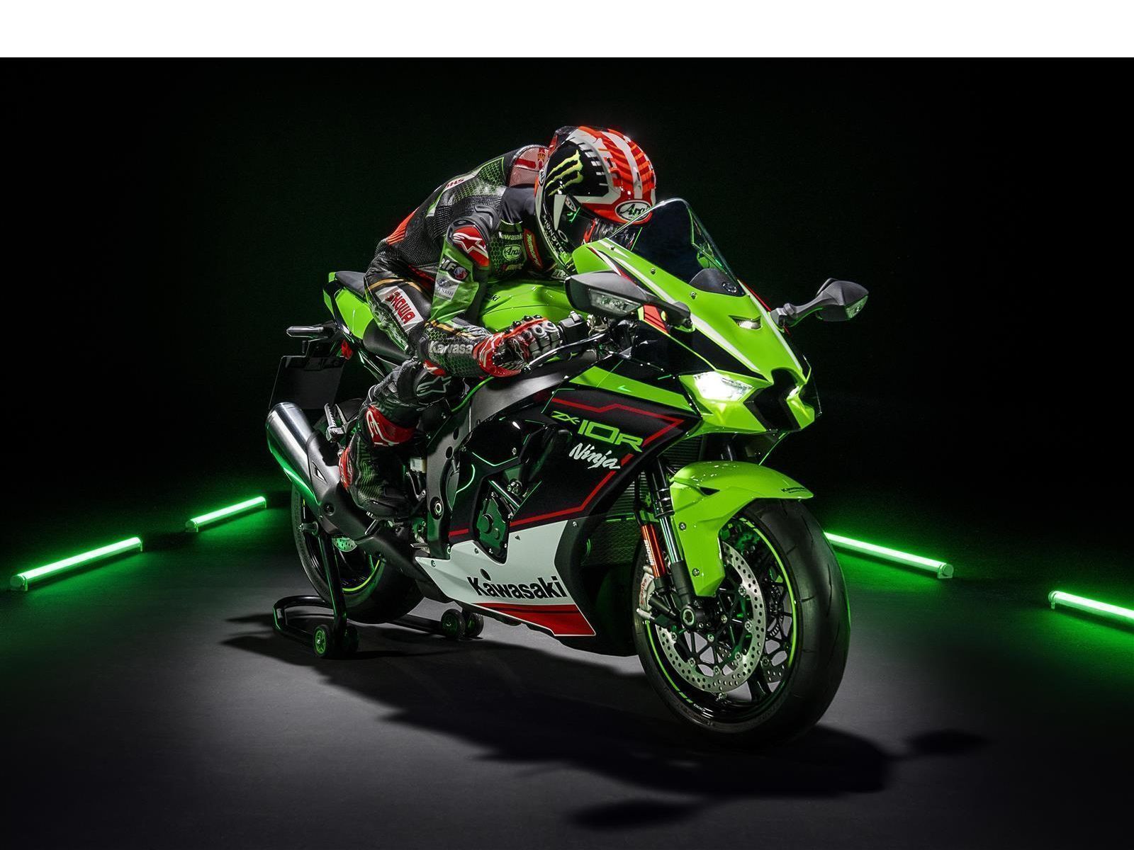 Мотоцикл KAWASAKI NINJA ZX-10R - Lime Green/Ebony/Pearl Blizzard White '2024